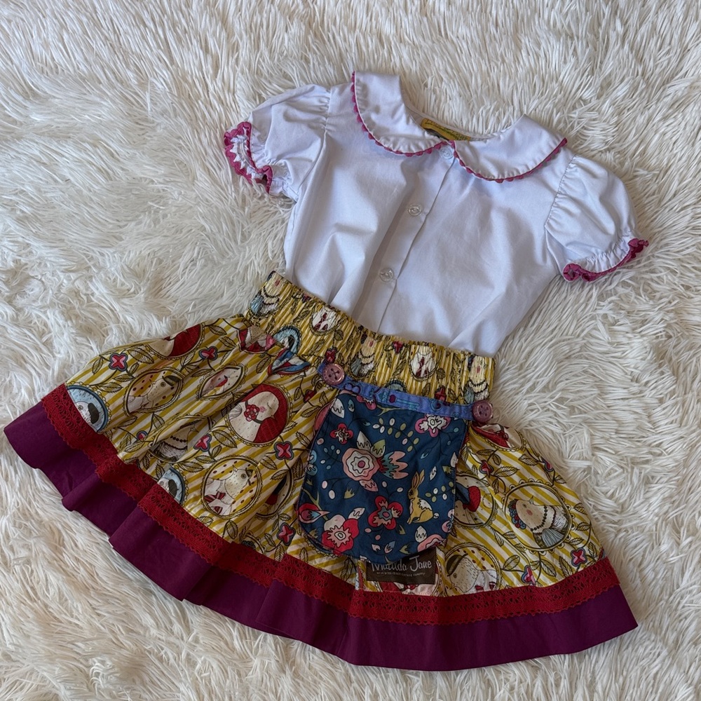 Matilda Jane Floral Yellow and Burgundy Skirt only